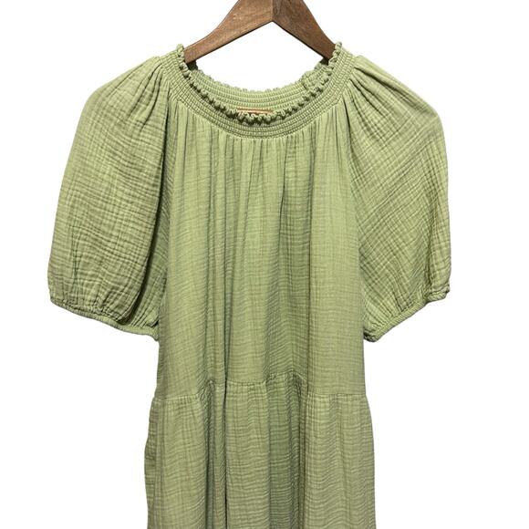 Universal Thread Dress 2X Green Puff Sleeve Gauzy Tier Boho Cowgirl Western - Picture 8 of 13